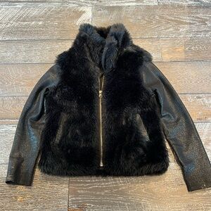 Black faux fur zip up